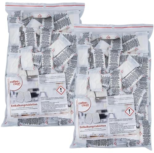 100 Entkalkungstabletten 16g für Kaffeevollautomaten und Kaffeemaschinen von Bosch DeLonghi Krups Jura Melitta Miele Philips Saeco Siemens WMF