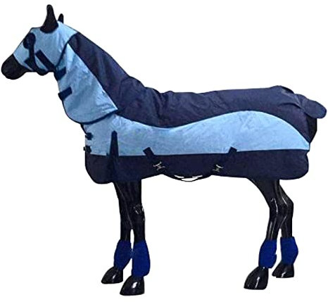 Coperta Invernale per Cavalli Coperta Anti-Mosche Impermeabile per Cavalli Coperta Invernale Pesante Impermeabile per Cavalli (Dimensioni: 125 cm (49 Pollici), Colore: Blu Navy)