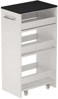 Vicco Rollcontainer Rivo, Weiß/Anthrazit, 30 x 84.8 cm | mit Rollen und offenen Ablageflächen für flexible Nutzung