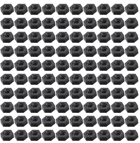 Lyeteung 100 Stücke M2.5 Sechskant Vollmuttern Metrische, Nylon Sechskantmuttern, Kunststoff Sechskant Mutter, Schwarz