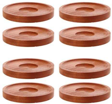 PRETYZOOM Lot de 4 dessous de verre rotatifs pour tasses à vin, verres à vin, dessous de verre rotatif, tapis de tasse en verre rotatif, tapis de tasse à thé, tapis de tasse à thé, marron clair,