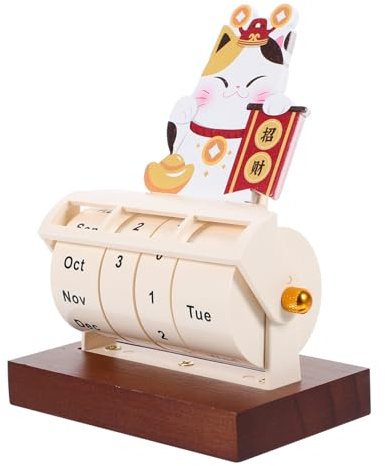 GETAJGHSD Wohnaccessoire Ewiger Kalender Holz Cartoon Tisch Kalender Büro Holzkalender Dekorativ Zahlen Monatsblöcke Standkalender