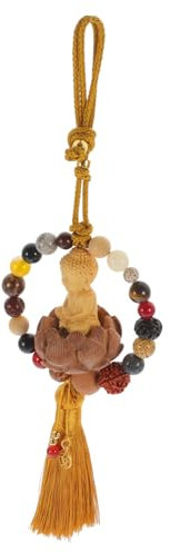 VINTORKY Holz Buddha Statue Lotusblume Hängende Figur Handgeschnitzt Mit Quaste Dekoration Für Wand Und Auto Charm Deko Für Zimmer Und DIY Anhänger