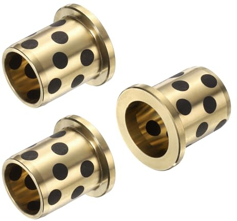 QUARKZMAN 3pz Cuscinetti a Manica Flangiati 16mm Foro x 20mm OD x 25mm Altezza, Boccole Flangiate Avvolte in Ottone Grafite Senza Olio, Boccole in Ottone Fuso con Lubrificazione Senza Olio