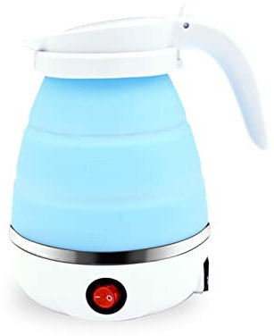 Bollitori da viaggio elettrici Mini pieghevole Bollitore da viaggio multifunzione in silicone da 800 W Bollitore portatile per uso domestico Resistente alle alte temperature (Colore: Blu, Tipo di