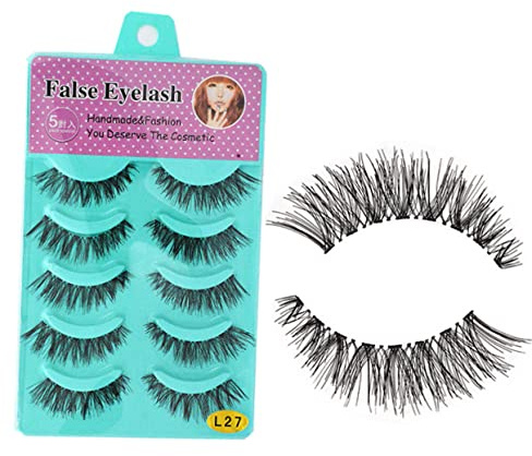 FRCOLOR Künstliche Lange Wimpern 5 Paar Handgefertigte Eyelashes aus Faser für Professionelle Privatnutzung Wiederverwendbar mit Flexibler Rückenstablänge