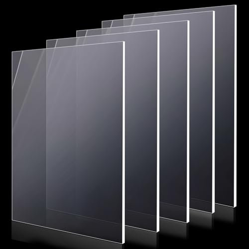 Prmape 5 lastre in vetro acrilico 2mm A4, in vetro acrilico, tagliate su misura, 297 x 210 mm, spessore pannello acrilico trasparente, per cartelle/artigianato/esposizioni di progetti