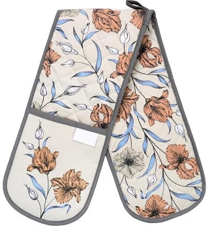 Double Oven Gloves Heat Resistant Mitts For Cooking & Baking (Floral)