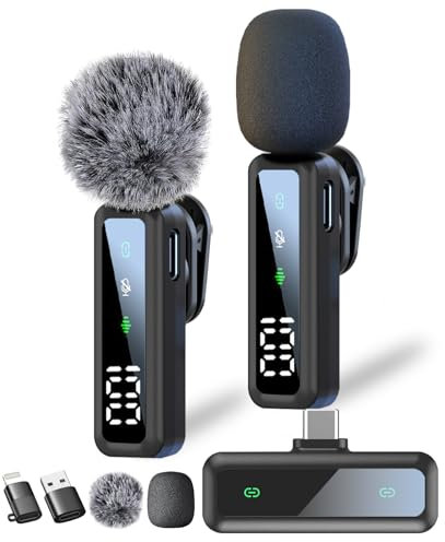 Wireless Lavalier Microphone for iPhone, Android, iPad, Mini Lapel Microphone Mic USB-C Port and Lt&U with Noise Reduction and Crystal Sound for Video Recording, Vlogging, TikTok, Singing, YouTube