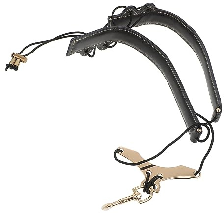 Saxophon Gurtzeug als Schwarzer Schultergurt für Anfänger | Rindsleder, Metall und Kletterseil, für Junioren, Fixiert das Instrument