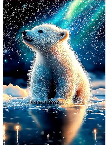 MOGTAA Diamond Painting Erwachsene Eisbär, 5D Tiere Diamant Painting Bilder Erwachsene Anfänger, DIY Full Drill Diamant Malerei Bilder für Home Wand Dekor 30x40cm