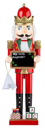 Large Christmas Wooden Nutcracker Soldier 38cm/15inchs Christmas Traditional Nutcracker Ornaments Figures Puppet on Stand Nutcrackers for Home Fireplace Xmas Tree Party Decoration Festival Gifts