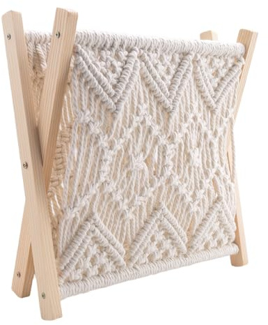 AWAOVV Boho Newspaper Rack, Rope Woven Newspaper Rack, Magazine Baskets with Rope Fabric Design, Magazine Holder Storage, Easy Installation