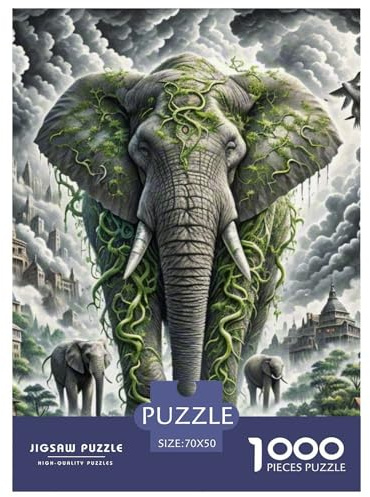 Éléphant Sauvage écrasant Les vignes 1000 Pièces Puzzle Animaux pour Enfants, Défi Jouets, Cadeau, Jouet pour Enfant, Jeux Éducatif, Qualité Premium 70x50cm/1000pcs