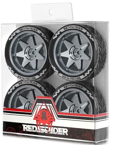 4PCS Aluminum Wheel Rim Tire Wheel 65x26mm Hex Hub 12mm RC Spare Parts for 1/10 Tamiya XV02 TT01 HSP 94123 Drift RC Racing Car (Titanium)