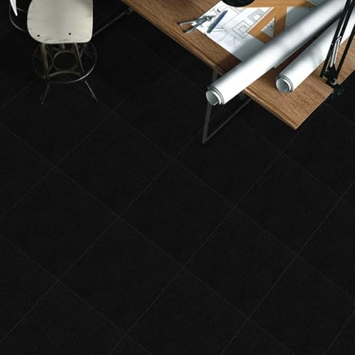 Carpet Tiles Self Adhesive Carpet Floor Tiles, Anti-Slip Flooring Rugs for Living Room Office Bedroom, Black Peel and Stick Carpet Floor 30 x 30 cm 20pcs