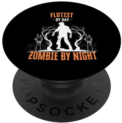 Flautista di Day Zombie by Night Divertente giocatore di flauto di Halloween PopSockets PopGrip Adesivo