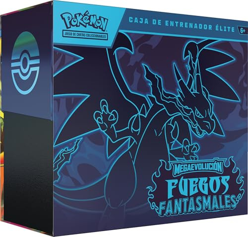 Pokémon: JCC Pokémon Elite Trainer-Box von Megaevolution - Geisterfeuer (1 Promokarte mit erweiterter Illustration, 9 Booster-Umschläge und Premium-Zubehör)