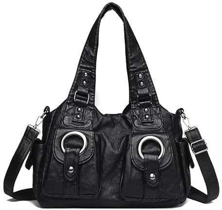 HICARRY Handtasche Damen y2k tasche PU Leder Hobo Schultertasche Gross Vintage City Bag Groß Slouchy Tote Bag Uni Tasche Umhängetasche für Shopper Reisen
