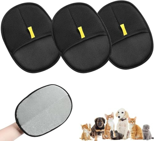 Pet Hair Remover, Electrostatic Pet Hair Removal Gloves, Reusable Cat & Dog Hair Remover for Couch, Furniture, Carpet, Car Seat, Upgraded Animal Fur Removal Tool, Cat Grooming Gloves (3 Pack)