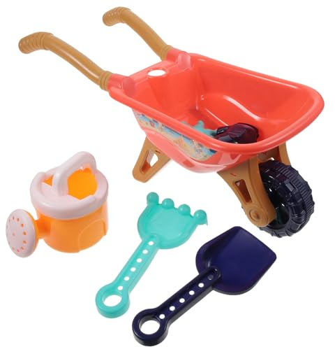 Mikinona Set da 6 Pezzi Giocattoli da Spiaggia, Giocattolo Educativo in Plastica Resistente, Carrello Arancione Accessori per Giochi Estivi All'aperto sulla Sabbia Colore Colore Casuale