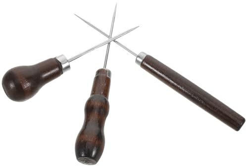 Toyvian 3pezzi Punteruolo da Cucito in Legno Utensile per Forare e Graffiare Pelle e Tessuti Punta Affilata per Lavori Artigianali Cuciture e Progetti Fai da Te