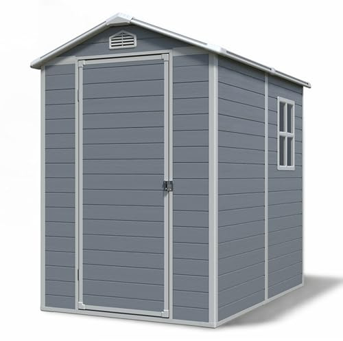 Gartenhaus Lönneberga 2,5m² Kunststoff | Polypropylen (PP) Geräteschuppen witterungsbeständig 124 x 191 x 167/199 cm (B x T x H) grau