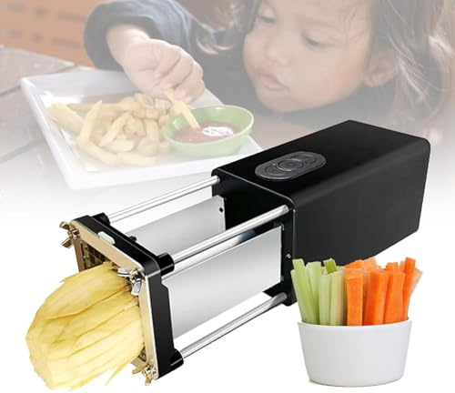 JKJZSALJ Tagliapatate Elettrico, Taglia Patatine Fritte Automatico, Tritatutto per Verdure di Grande capacità, per Carote E Cetrioli, Nero, Nero