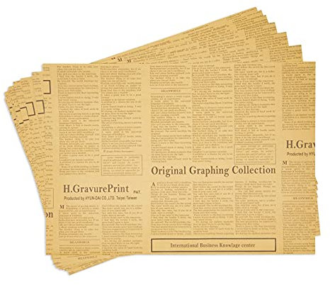 Juvale Geschenkpapier im Zeitungspapier-Design (Set, 12 Bögen) - Kraftpapierbögen - Für Geschenkverpackungen, Verpackungen, zum Basteln - 70,5 x 50,2 cm