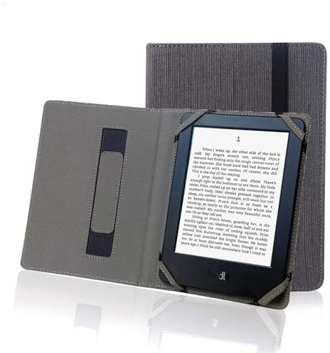 Enjoy-Unique 6-tums e-bokläsarfodral, naturligt linnefodral, skydd för 6-tums eBook Reader universal för Sony/Kobo/Tolino/Pocketbook/Onyx BOOX