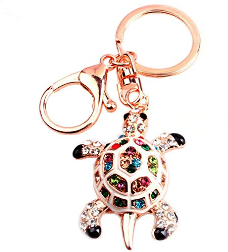 Schlüsselanhänger Taschenanhänger Strass Keychain Glitzer Schildkröte Metall Auto-Anhänger Schlüsselring Tasche Süß Glolden Handtaschenanhänger Keychain