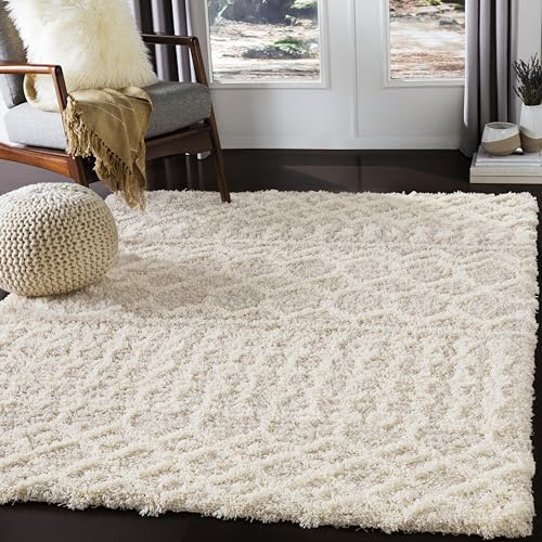Livabliss Dubai Shaggy Rug - Modern Berber Rugs Living Room, Large 160x220 cm, Soft Shaggy Rugs for Bedroom - Neutral Boho Fluffy Rug, Easy Care Plush Thick Pile - Cream and Light Beige