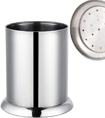 HERCHR Distributeur de paille de comptoir, porte-paille Dringk en acier inoxydable cuillères fourchettes baguettes organisateur de couverts de rangement Porte-ustensiles pour bar à la maison(L)