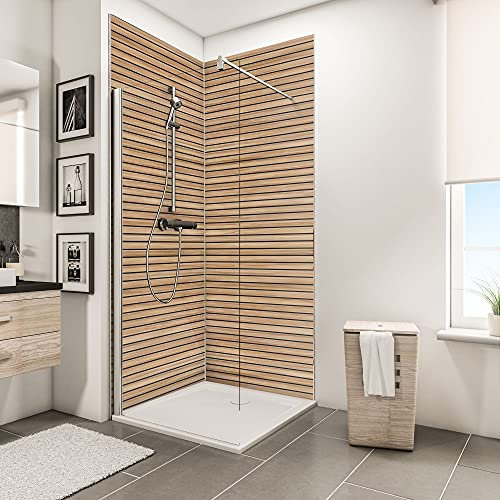 Schulte 2 panneaux muraux l.100 x h.210 cm, surface 4.2 m², épaisseur des panneaux 3 mm, revêtement décoratif douche salle de bain, Japandi horizontal, livré avec adhésif double face