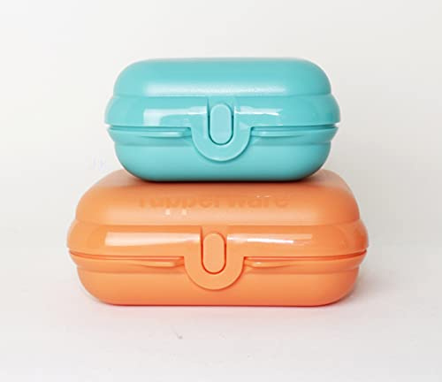 TUPPERWARE Mikrowelle Snackbox, Brotdose, Vesperbox, Lunchbox Twin Set Gr.2 Ziegelrot + Gr.1 Türkis + Joghurtbecher