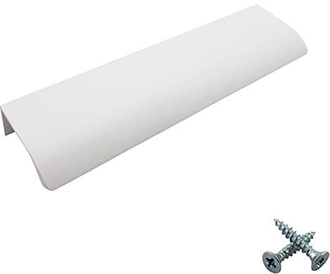 M4TEC Verdeckte Fingerzug-Griffe aus Metall Kantendesign Moderne Küchentürgriffe Schrankzuggriffe Schubladen-Ziehgriffe Schlafzimmer Bad Möbelgriffe. Serie VD3: 96 mm BA Weiß