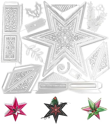 Weihnachtsdeko Stern Stanzschablonen Weihnachten Schachtel Stanzschablonen Boxen Metall Prägeschablonen Stanzmaschine Stanzformen Schablonen für DIY 3D Kuchenbox Keksbox