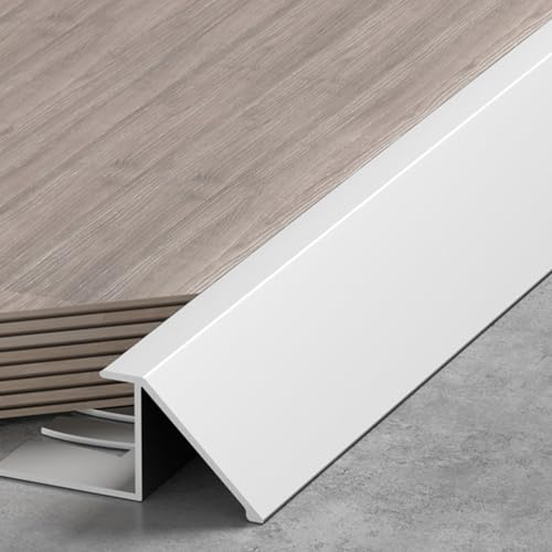 TREGOO Transition Strip Wood Flooring Transition Ramp Reducer, Indoor Metal Threshold Cover for Uneven Floors/Tiles/Carpet, Laminate Underlay Edge Trimming Bar (Color : White, Size : 13mm-15mm)