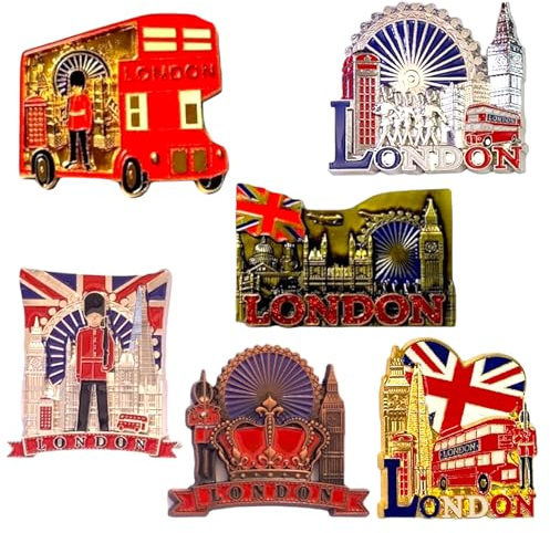 Bells Box 6 London-Metallmagnete, englisches Souvenir, Kühlschrankmagnet, Union Jack-Magnet, AA-006