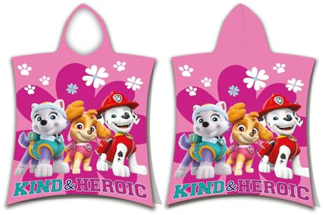 Jerry Fabrics Paw Patrol Heroic Ponch-Strandtuch 115 x 50 cm | Superweiches Kinder-Poncho-Handtuch und schnelltrocknendes, saugfähiges Baumwollhandtuch für Kinder, Sommer-Essentials für Kinder