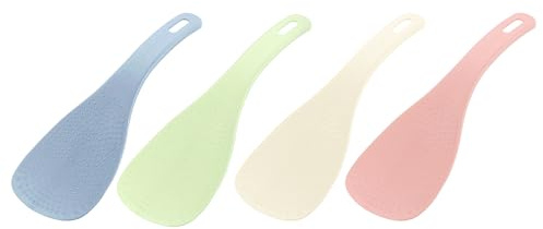QUARKZMAN 4uds Plástico Arroz Paleta Antiadherente Arroz Cuchara Pie Arroz Espátula Cocina Utensilios para Casa Restaurante Hotel Beige/Verde/Azul/Rosa