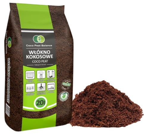 Kokosnussfasern für Blumenpflanzen 20L - Kokoserde für Pflanzen - Kokosfasern für Pflanzen, natürlich - Hochbeeterde, geeignet als Palmenerde, Erde für Zimmerpflanzen