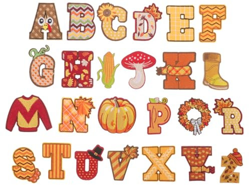 DIYEAH Herbst Elemente Eisen auf Buchstaben Buchstaben Patches für Kleidung Buchstaben Eisen auf Patches Stickerei Buchstaben für