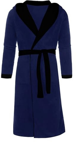 Fleece-Schlafanzug für Herren, flauschiger Morgenmantel, Flanell-Pyjama, warm, mit Taschen und Gürtel, Schlafpullover, warm, Schlafmantel, Fleece, flauschig, gemütlich, lockere Passform,