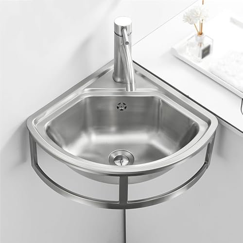 Lavello in acciaio inox Lavello angolare Lavello di servizio a parete Lavandino Lavamani Lavello Moderno for bagno con rubinetto Lavello angolare for camper Lavello da bar
