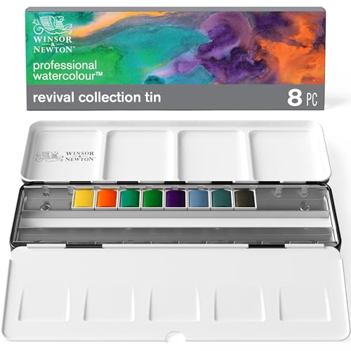 Winsor & Newton Professional Watercolour, Revival Collection Tin, Half-Pan Set of 8