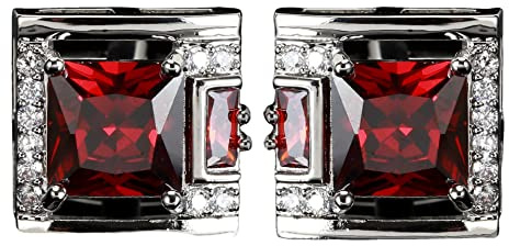 Manschettknappar Kostymtillbehör for män Tuff fyrkantig diamant manschettknappar for män Lätt lyx fransk skjorta kostym Manschettknapp Vinröd ädelsten