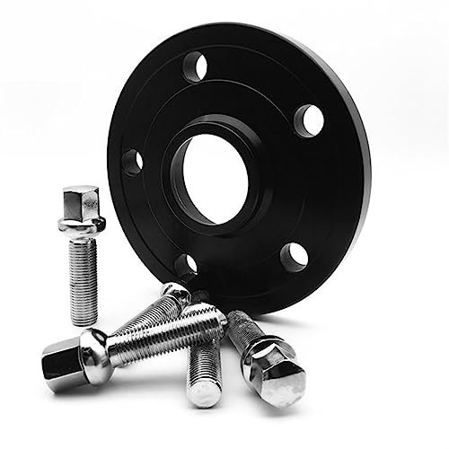 NYSQOFMB Cars Wheel Spacers 2pcs Aluminum Wheel Spacers+5 Bolts 5x112 CB 66.6mm Rims Adapters Black/Silver For Mercedes For Benz Forged Aluminum Alloy Hubcentric Wheel Spacers(Black,20mm)