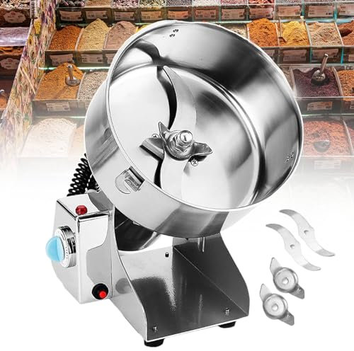 pealiritansemen Electric Grain Mill Grinder, Stainless Steel Grain Mill, High-Speed Commercial Spice Wheat Grain Grinder, 60-350 Mesh Crushing Degree, For Home/Mill/Ranch/Farm