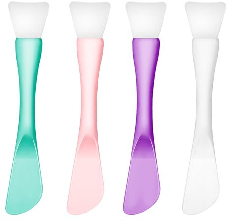 4 PCS Face Mask Applicator, Silicone Face Mask Brush Double-End Reusable Facial Masks Brushes Washable Cosmetic Spatula Beauty Spatula Tools for Apply Cream Lotion Mud Clay Gel Foundation